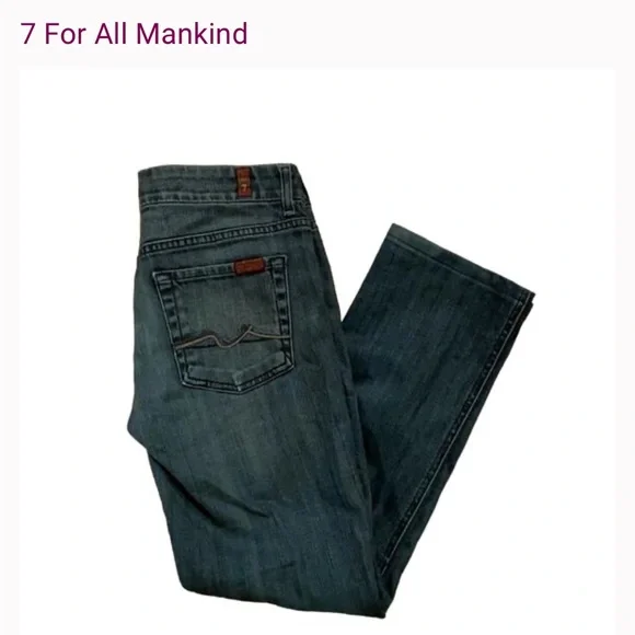 7 For All Mankind Vintage Carol Low Waist Straight Leg Blue Jeans Size 30 - Picture 1 of 9